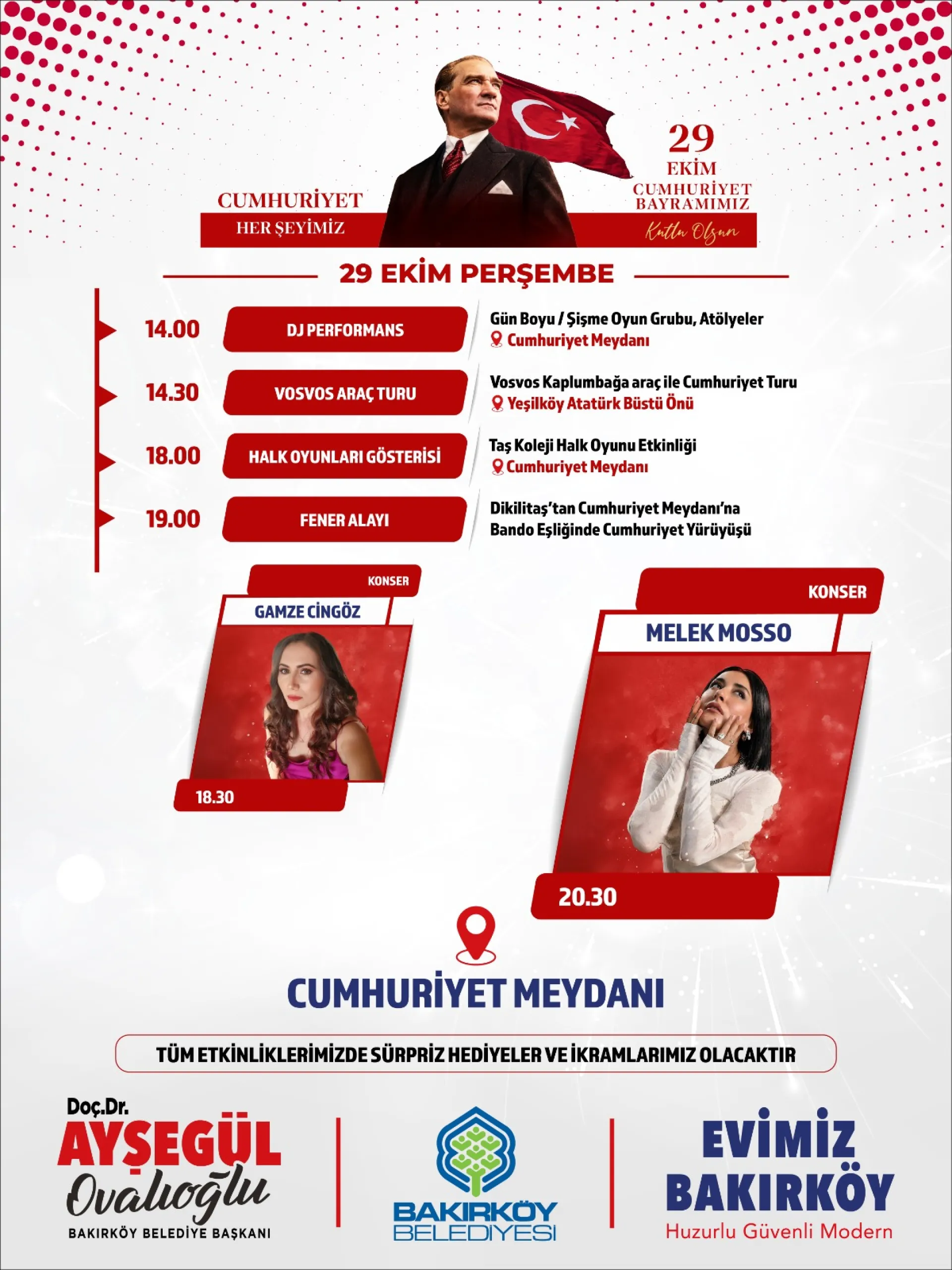 BAKIRKÖY BELEDİYESİ’NDEN CUMHURİYET BAYRAMI’NA ÖZEL DOLU DOLU PROGRAM