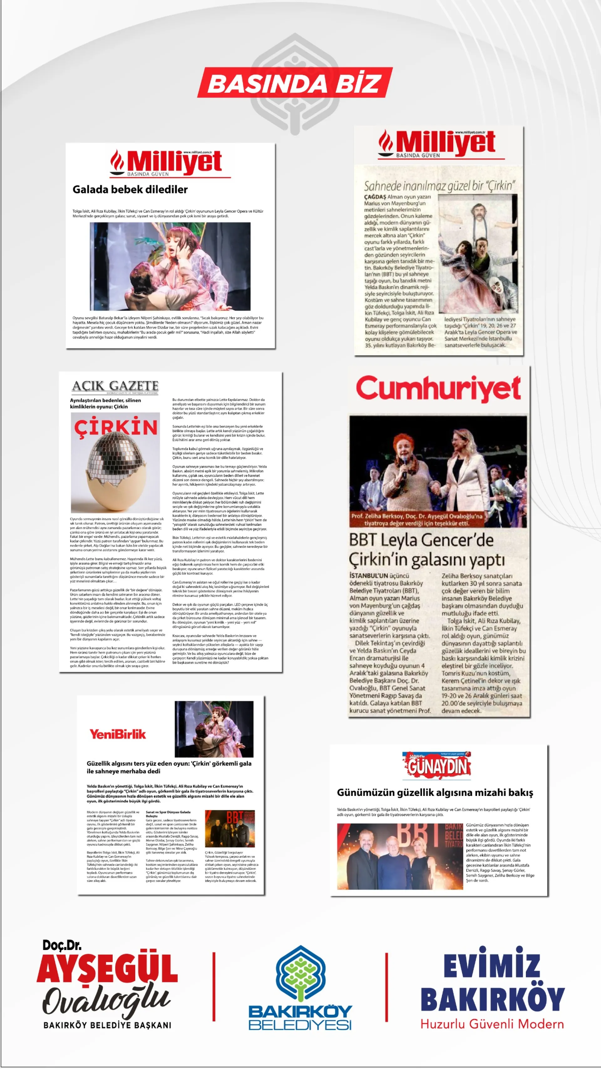 “ÇİRKİN” GALASINDA BAKIRKÖY BELEDİYE TİYATROLARI’NDAN UNUTULMAZ GECE